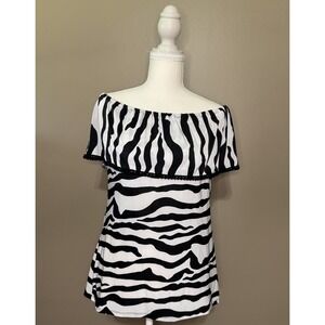 Shannon Ford Zebra Print Off Shoulder Top Size S #1147